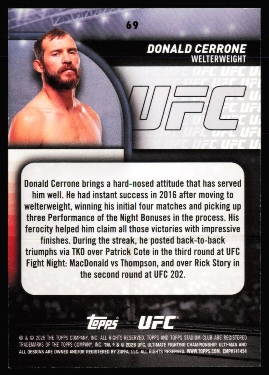 Topps Stadium Club UFC Blue Donald Cerrone 69 /50