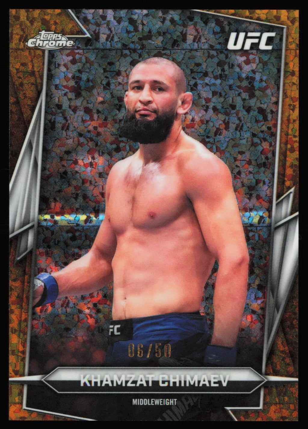 Topps Chrome UFC Gold Mini Diamonds Refractor Khamzat Chimaev 125 /50