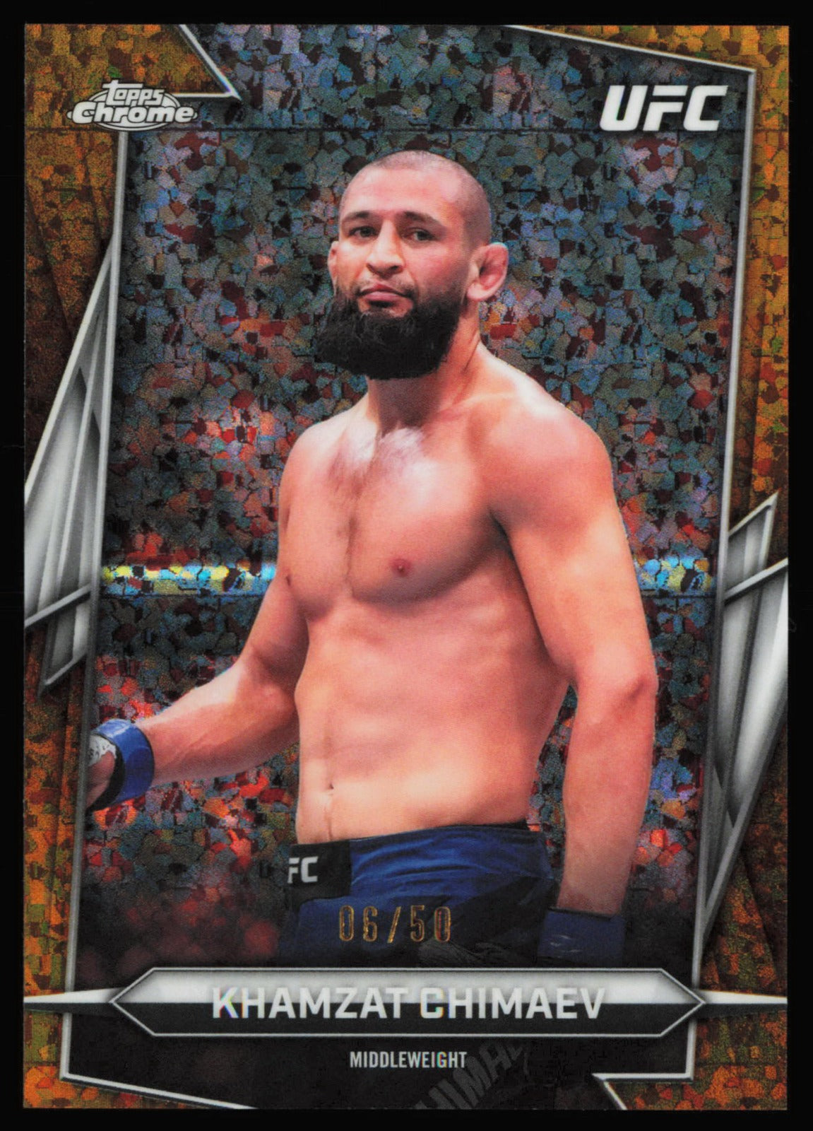 Topps Chrome UFC Gold Mini Diamonds Refractor Khamzat Chimaev 125 /50