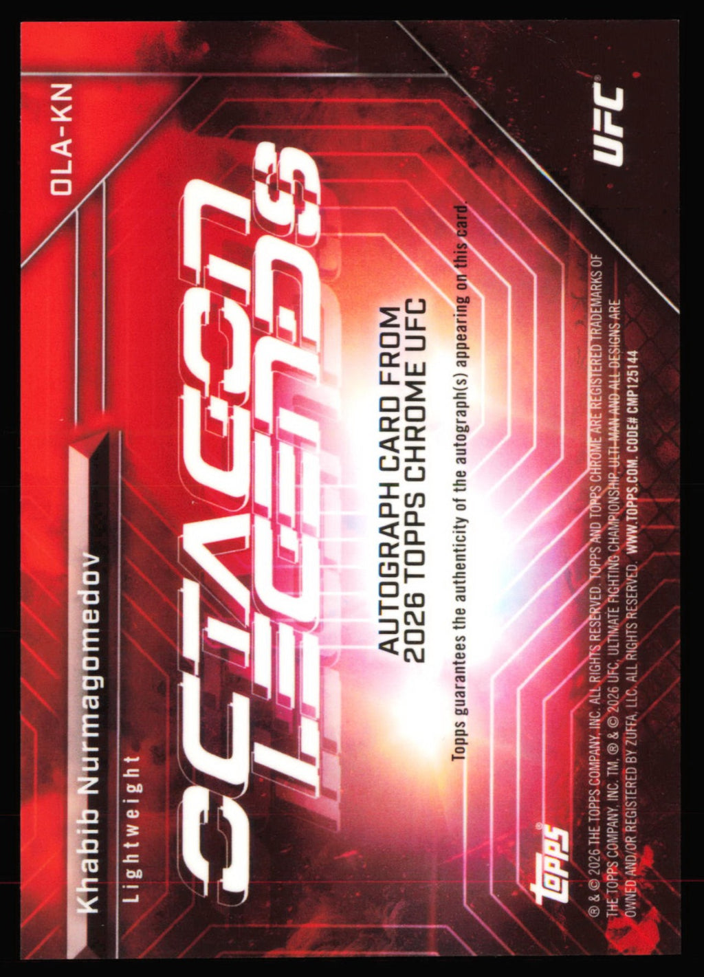 2025 Topps Chrome UFC Octagon Legends Autographs Khabib Nurmagomedov Auto OLA-KN