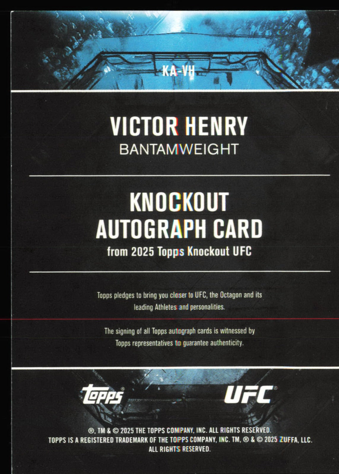 Topps Knockout UFC Knockout Autographs Victor Henry On Card Auto KA-VH /50