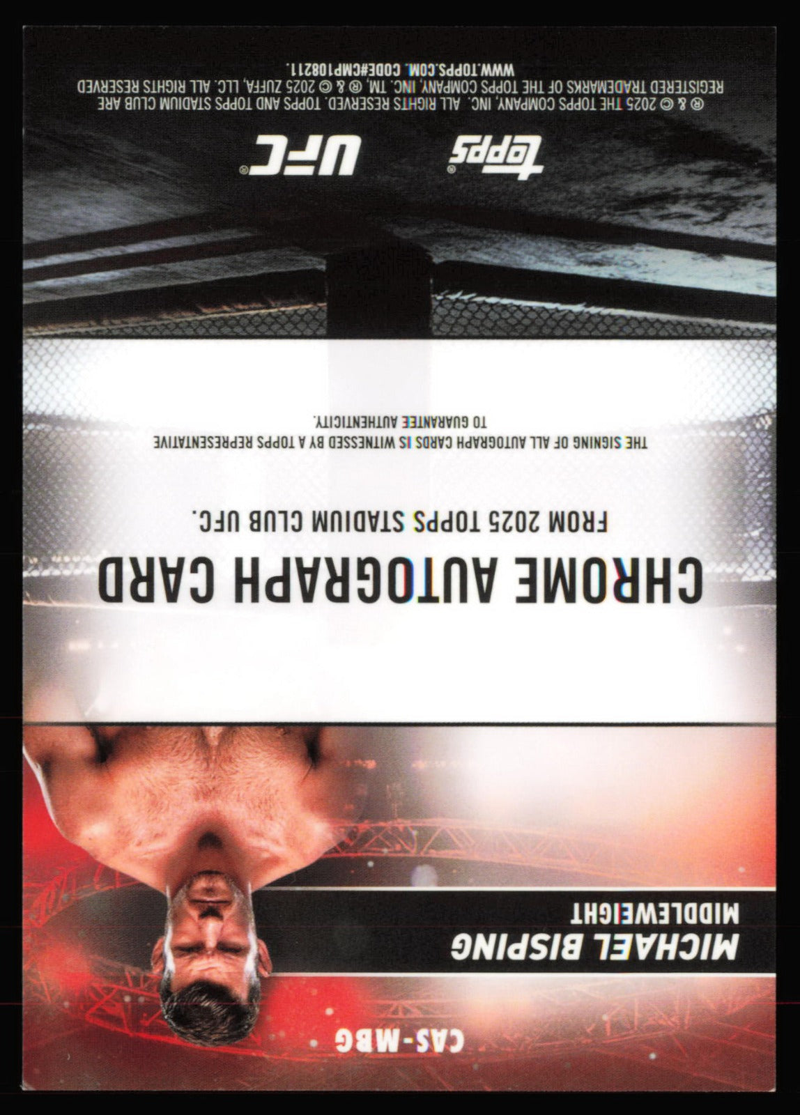 2025 Stadium Club UFC Chrome Autographs Red Michael Bisping Auto CAS-MBG /50