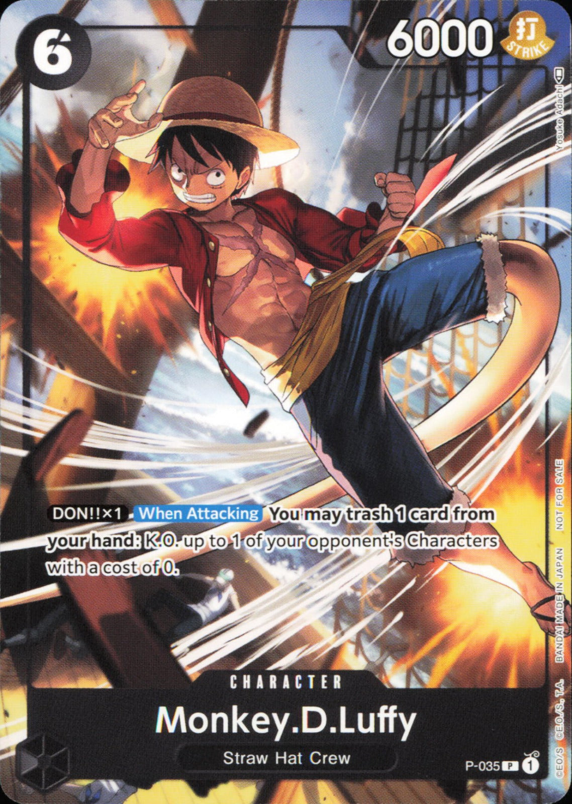 One Piece Monkey.D.Luffy PR Promo Card P-035 NM