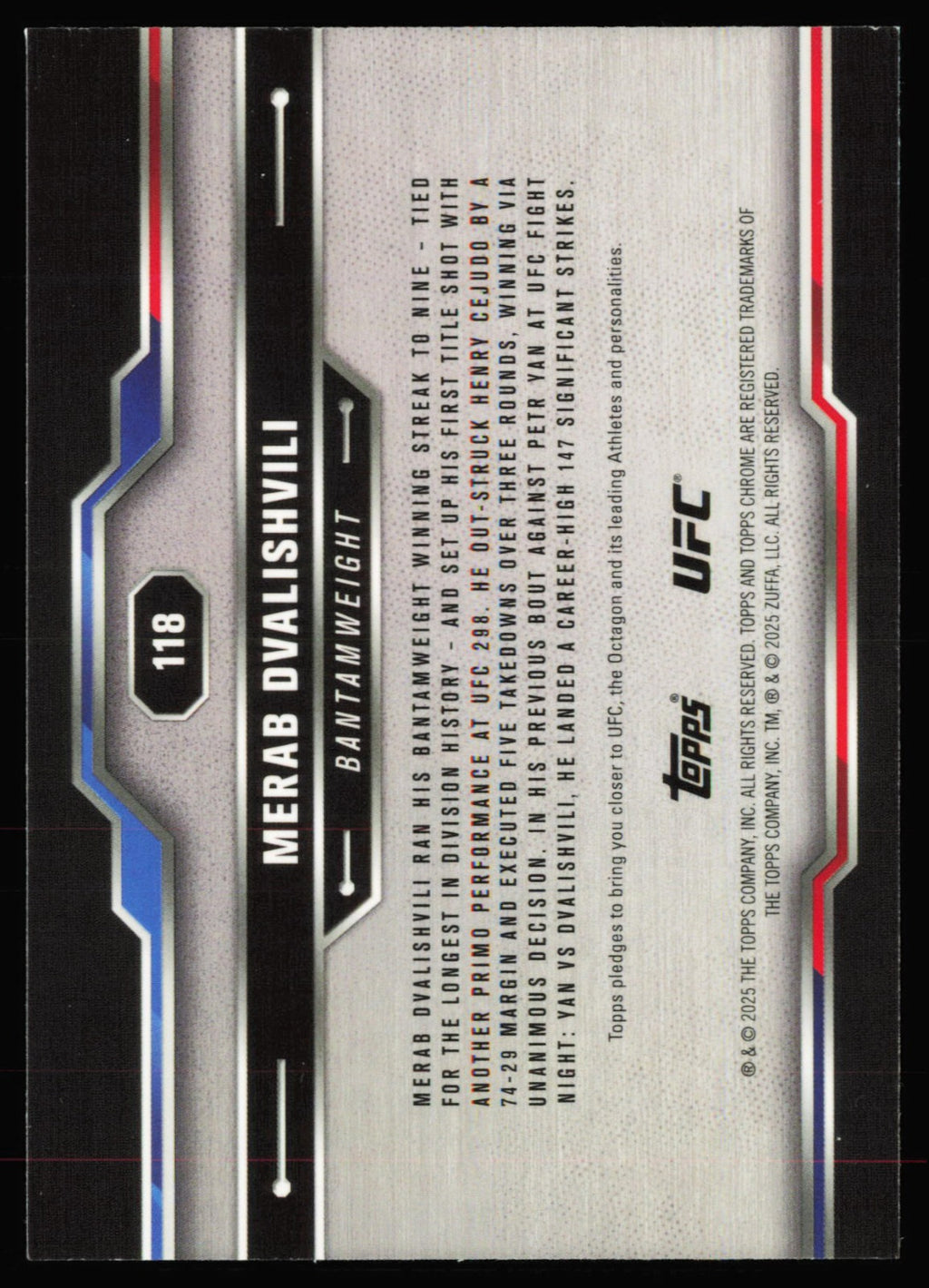 2025 Topps Chrome UFC - Speckle Refractor Merab Dvalishvili 118 /250