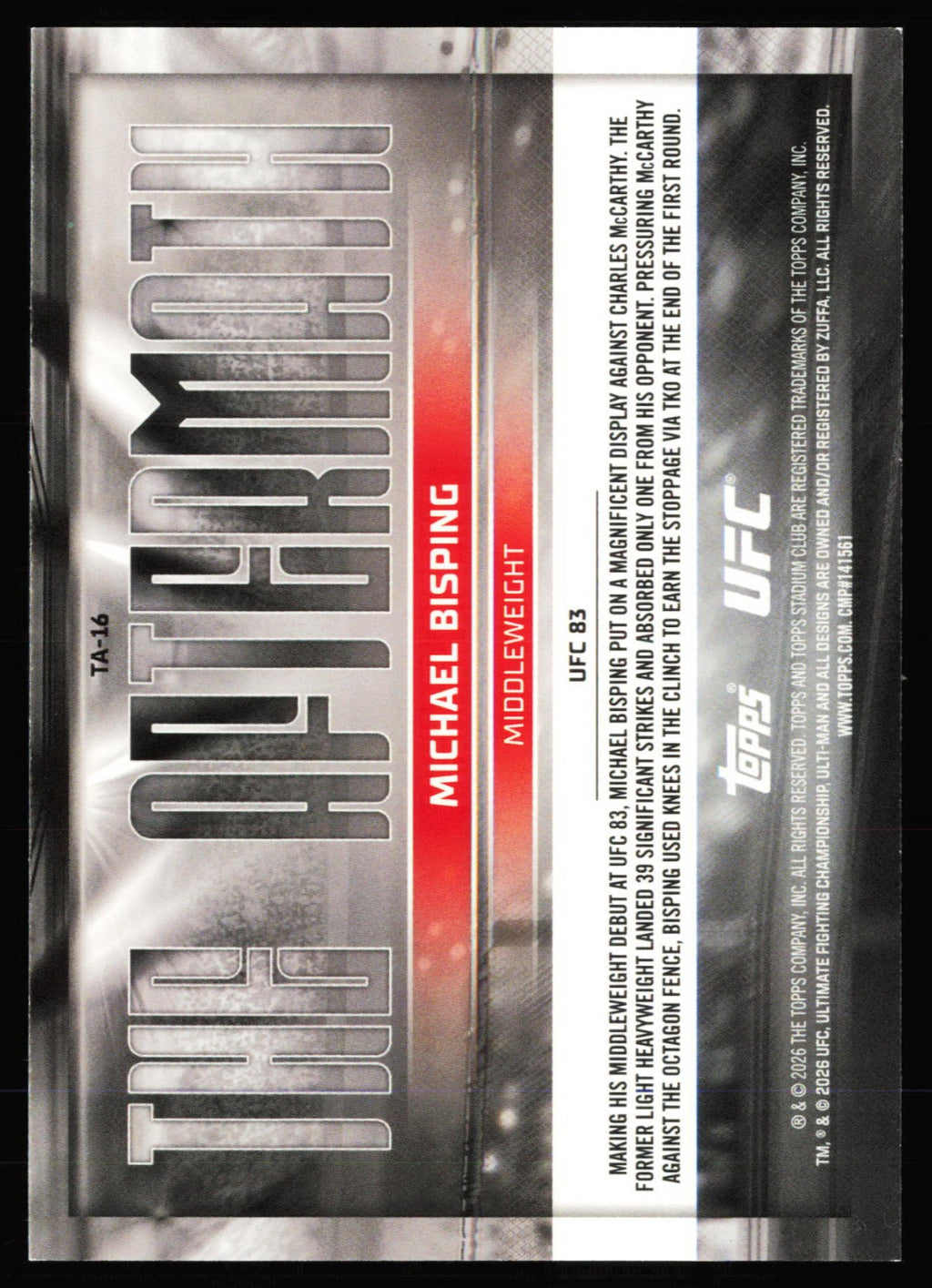 Topps Stadium Club UFC The Aftermath Michael Bisping TA-16