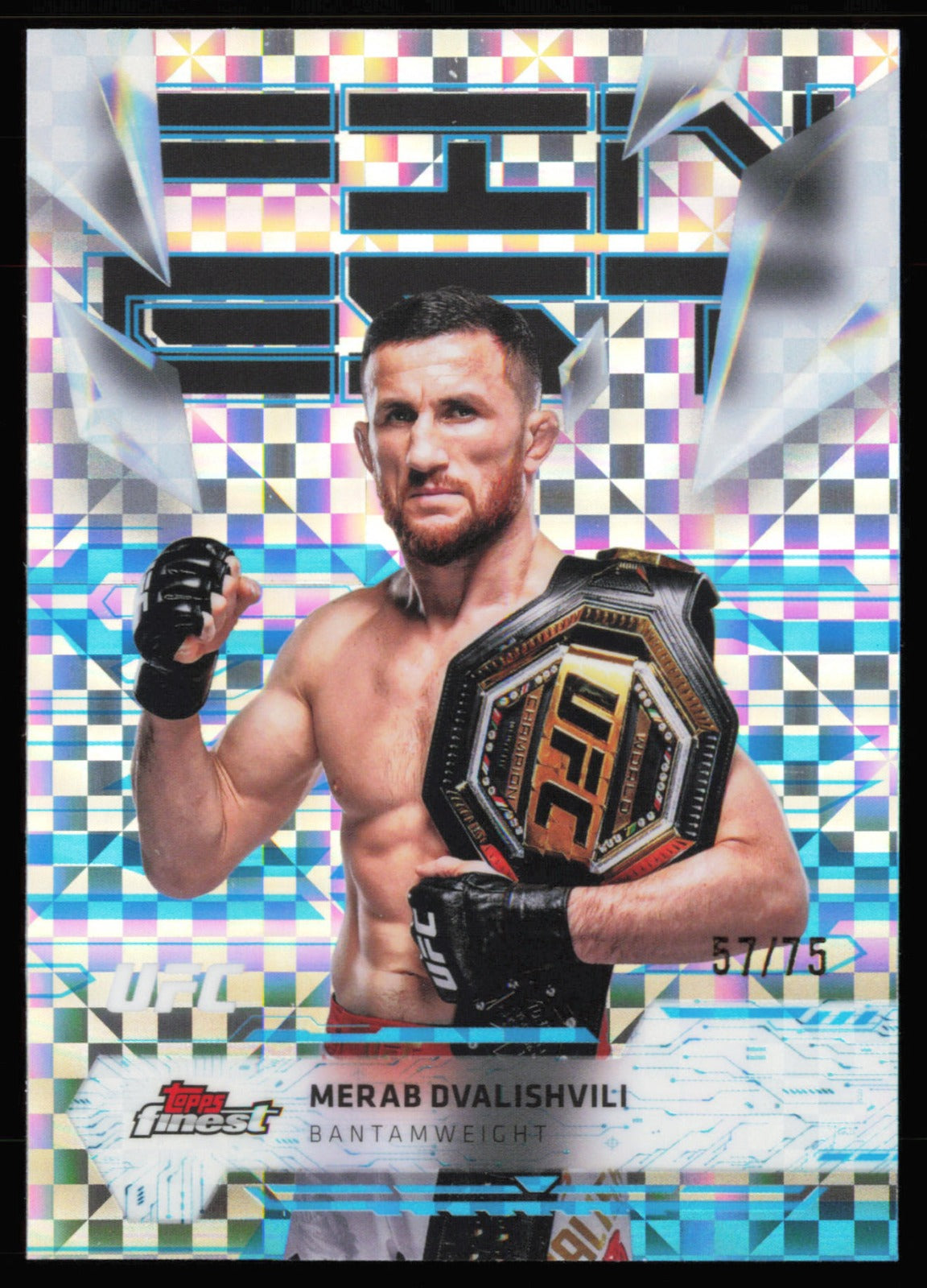 Topps Finest UFC Blue Checkerboard Refractors Merab Dvalishvili 148 /75