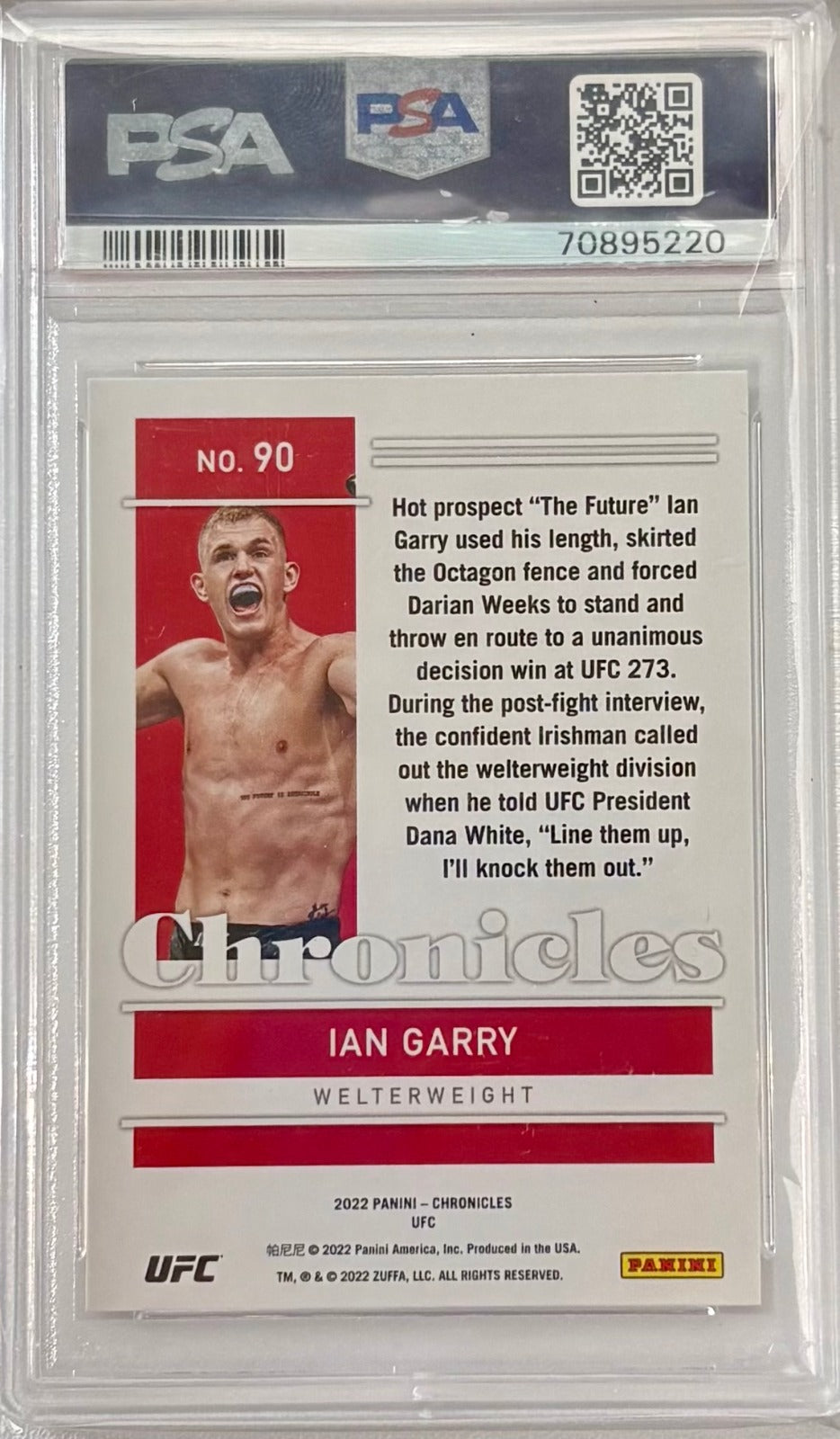 2022 Panini Chronicles UFC PSA 10 Ian Garry 90