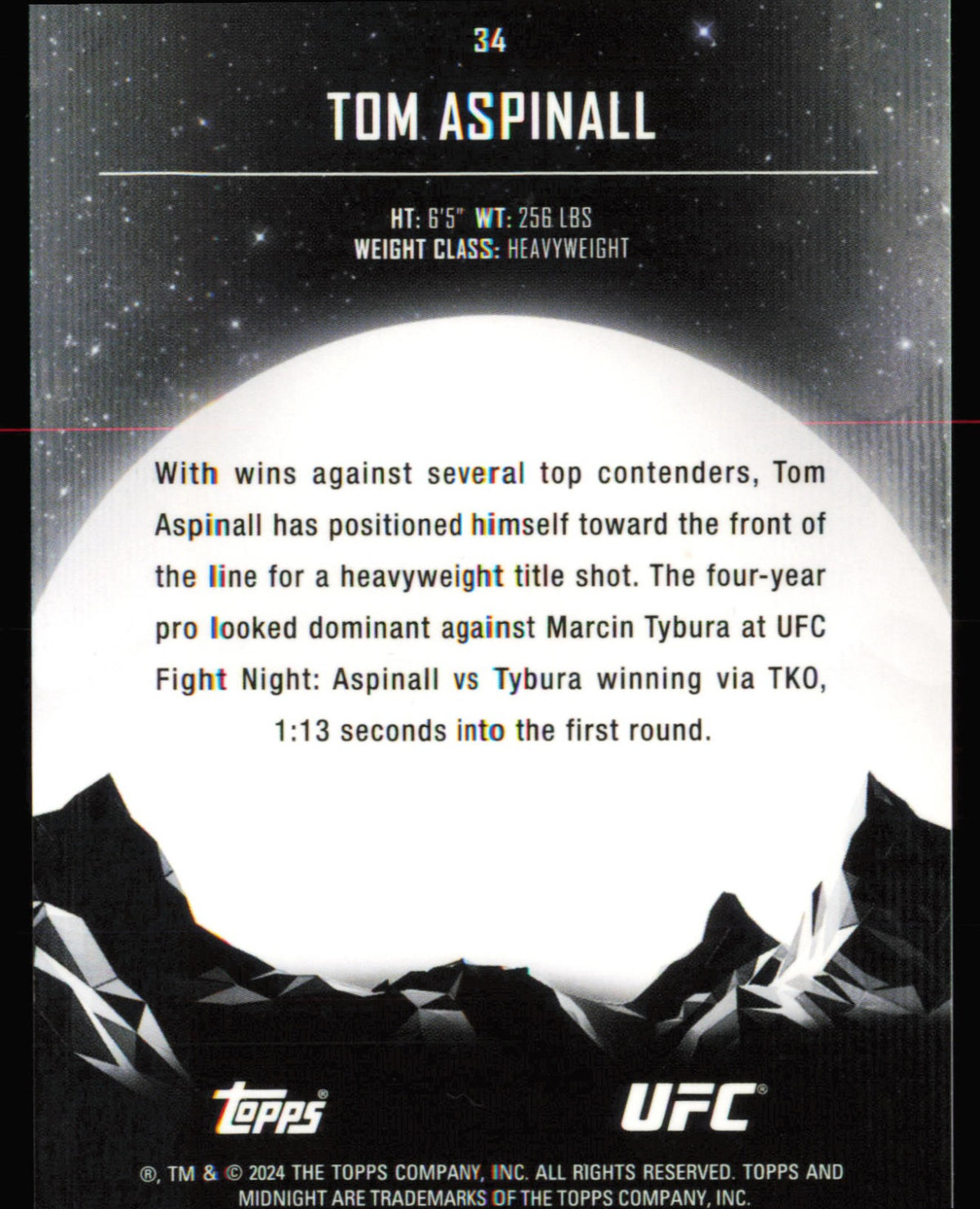 Topps Midnight UFC Twilight Tom Aspinall 34 /99