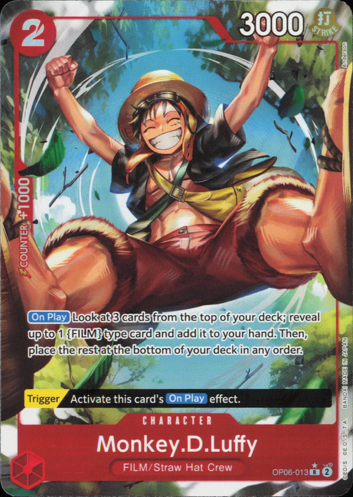 One Piece Monkey.D.Luffy Alt Art R Wings of the Captain OP06-013 NM