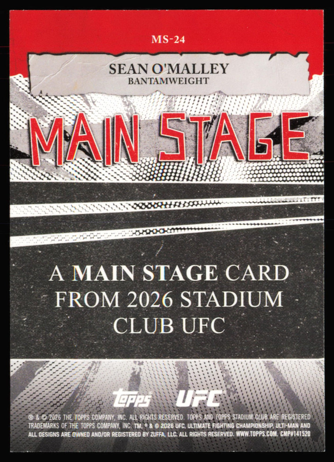 2026 Topps Stadium Club UFC Main Stage Turquoise Sean O'Malley MS-24 /99