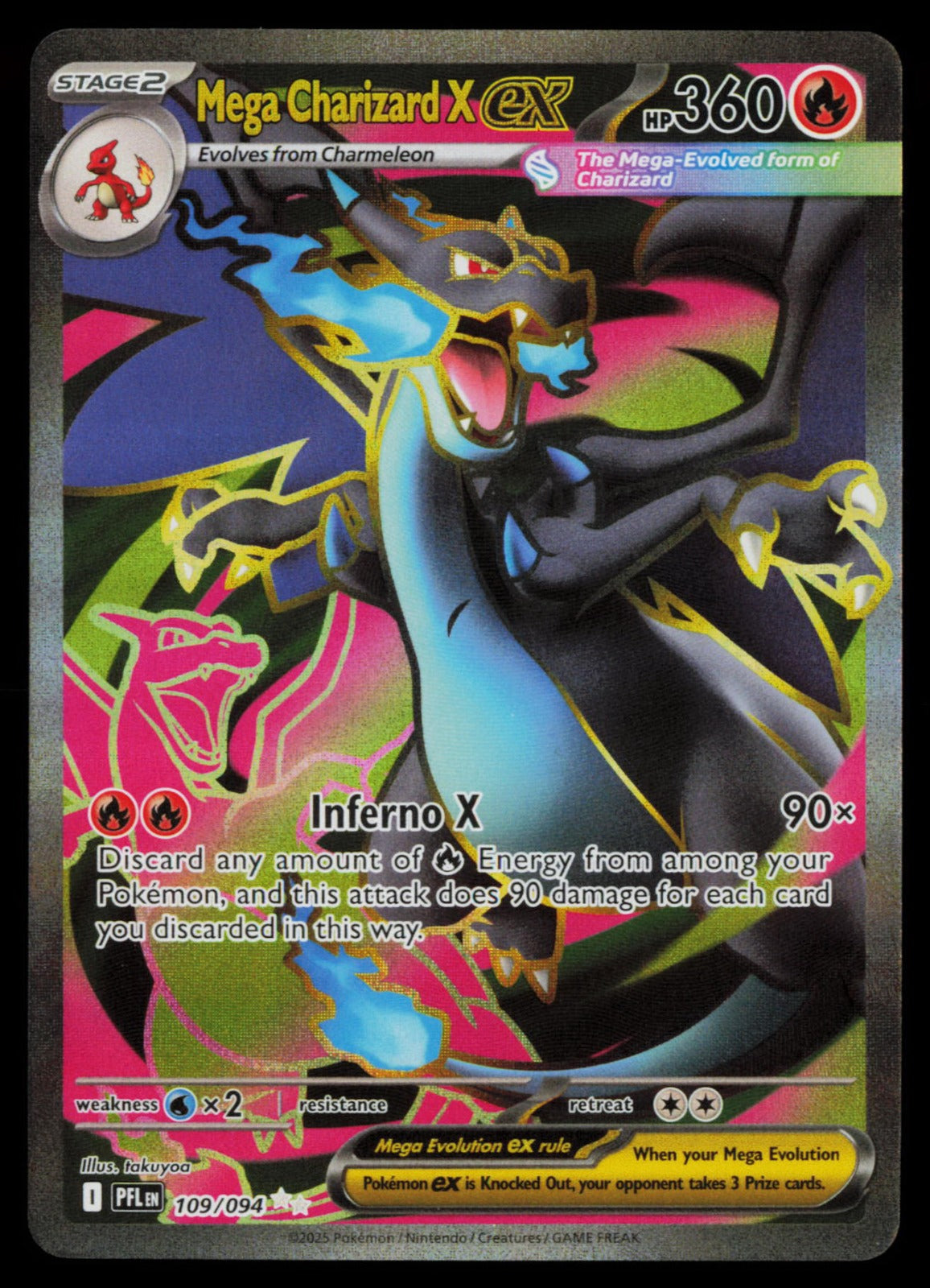 Mega Charizard X ex Holo Ultra Rare ME02: Phantasmal Flames 109/094 NM