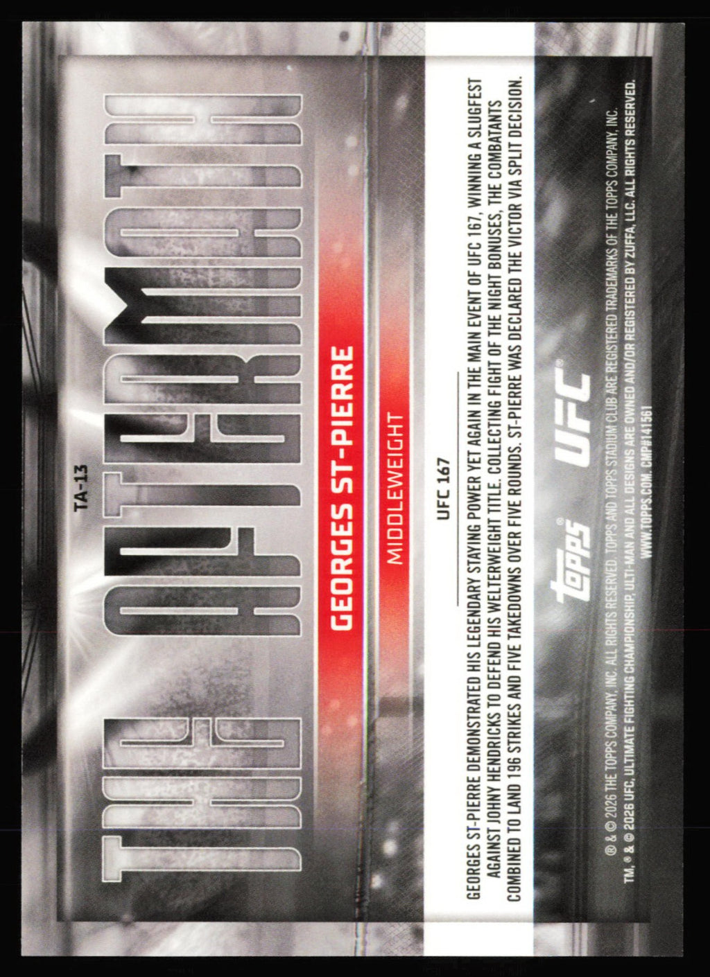 Topps Stadium Club UFC The Aftermath Blue Georges St-Pierre TA-13 /50