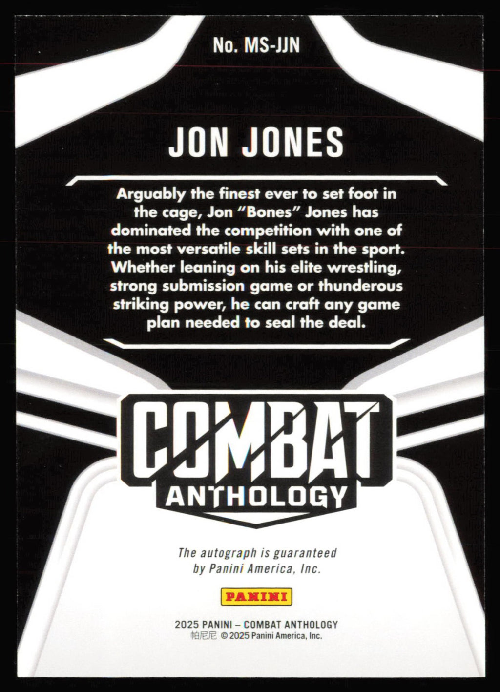 2025 Panini Combat Anthology MMA Stars Jon Jones Auto MS-JJN /8