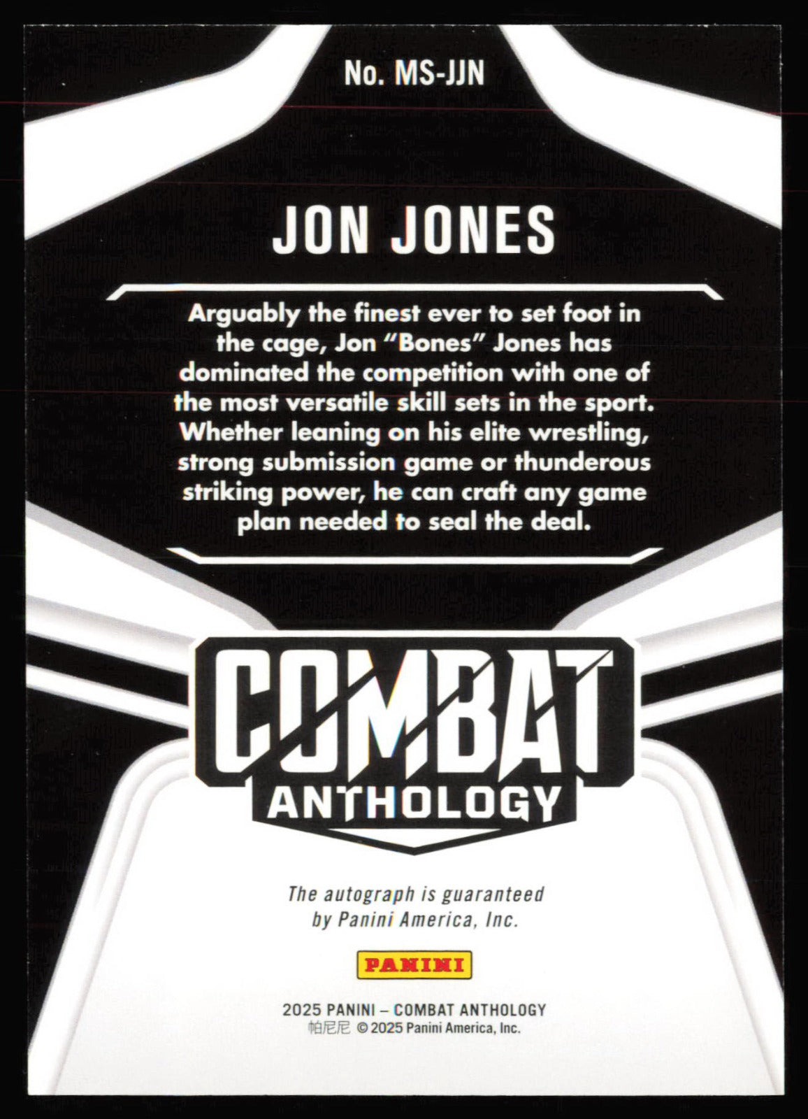 2025 Panini Combat Anthology MMA Stars Jon Jones Auto MS-JJN /8