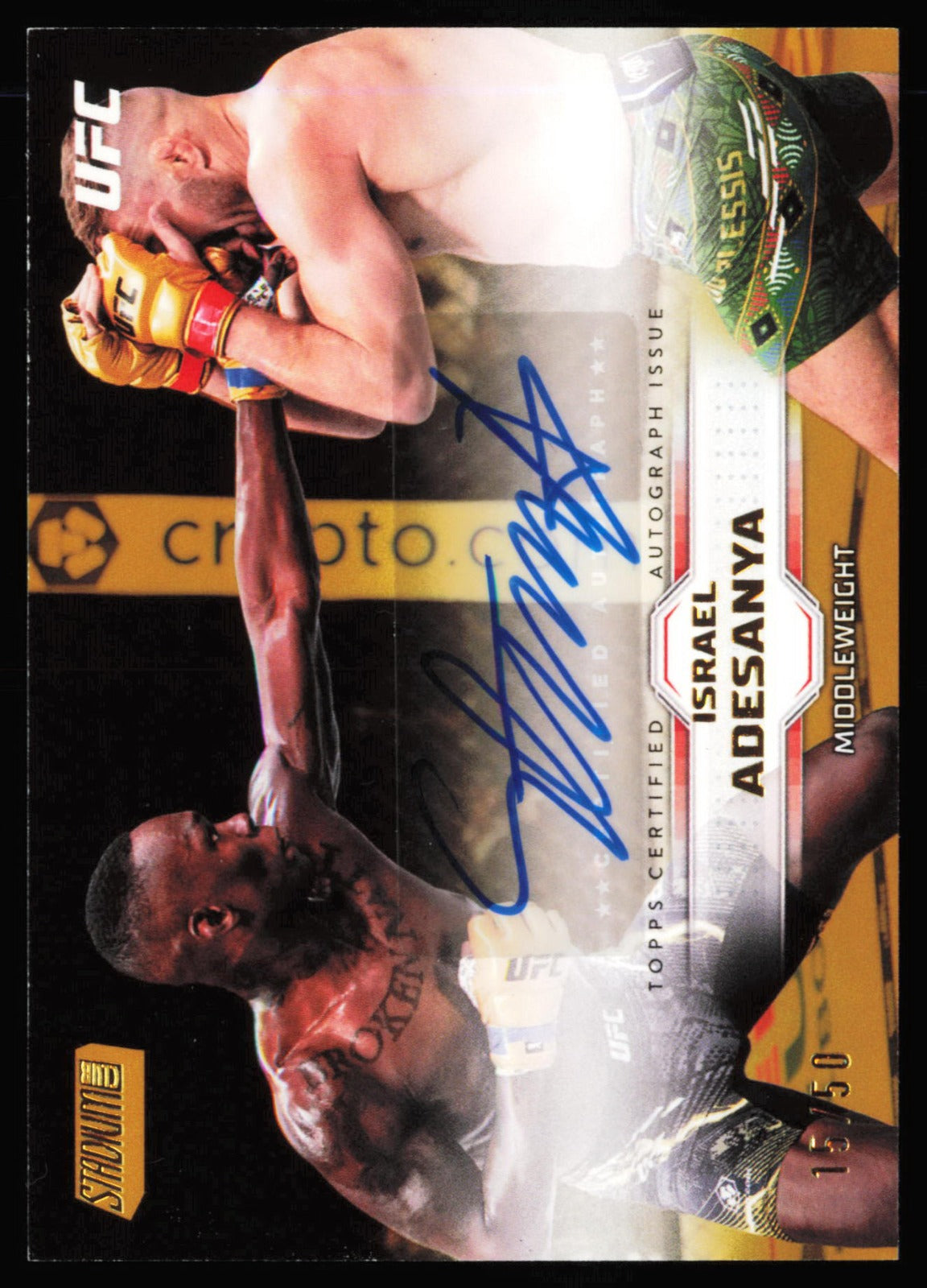 Topps Stadium Club UFC Base Autographs Gold Israel Adesanya Auto BAV-IAA /50