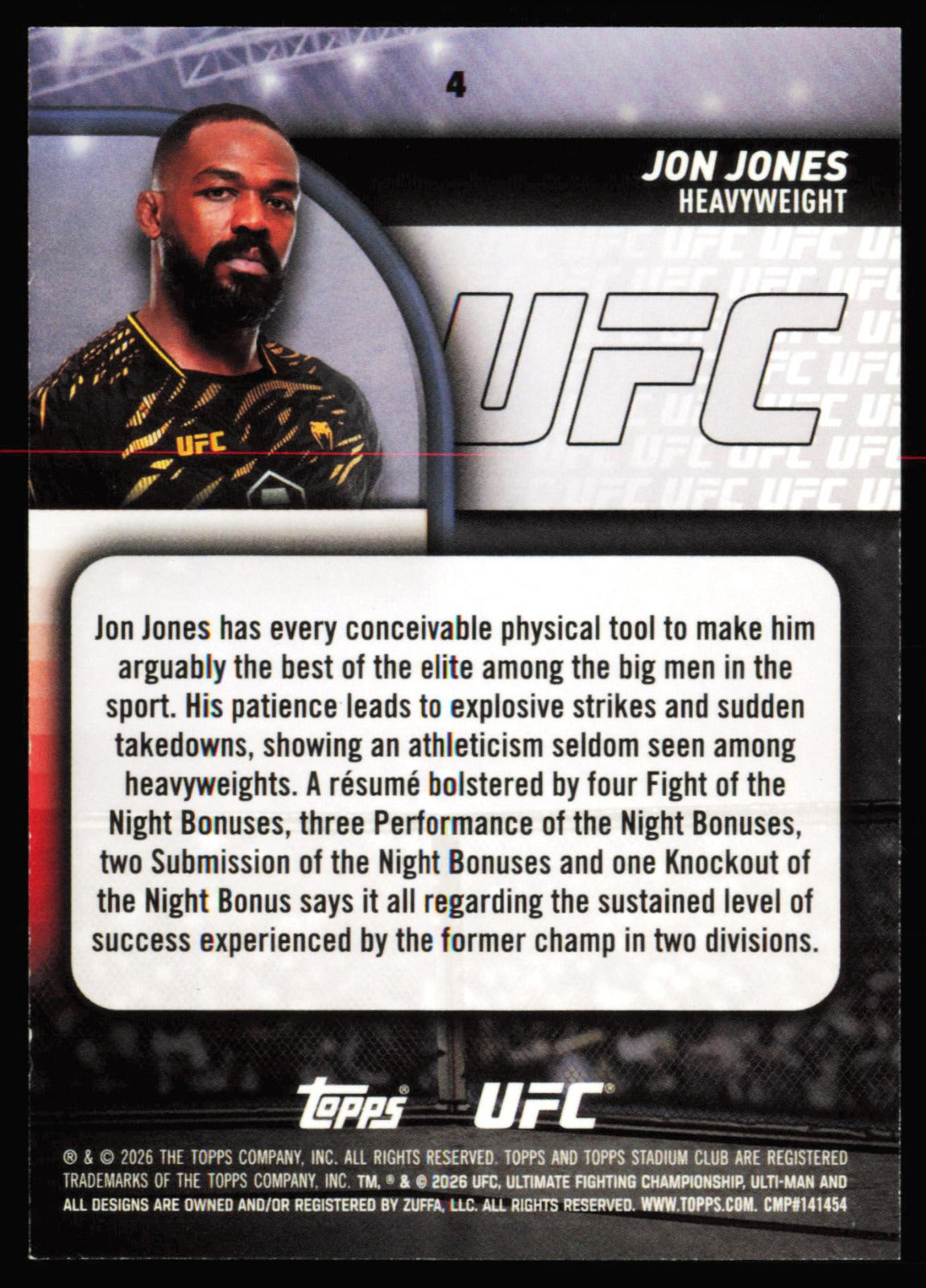 Topps Stadium Club UFC Blue Jon Jones 4 /50