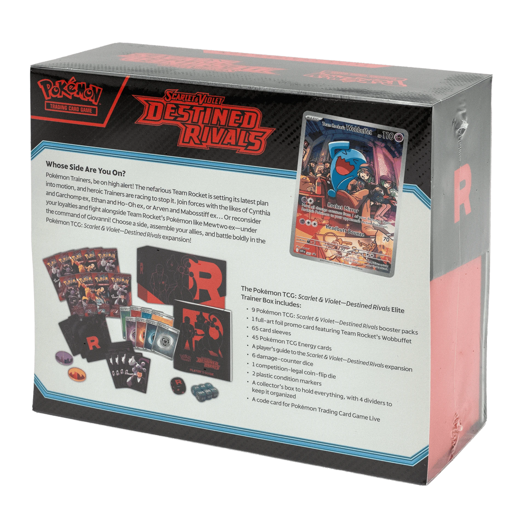 Pokémon TCG - Destined Rivals Elite Trainer Box packaging, shown at a three-quarter angle on a white background.