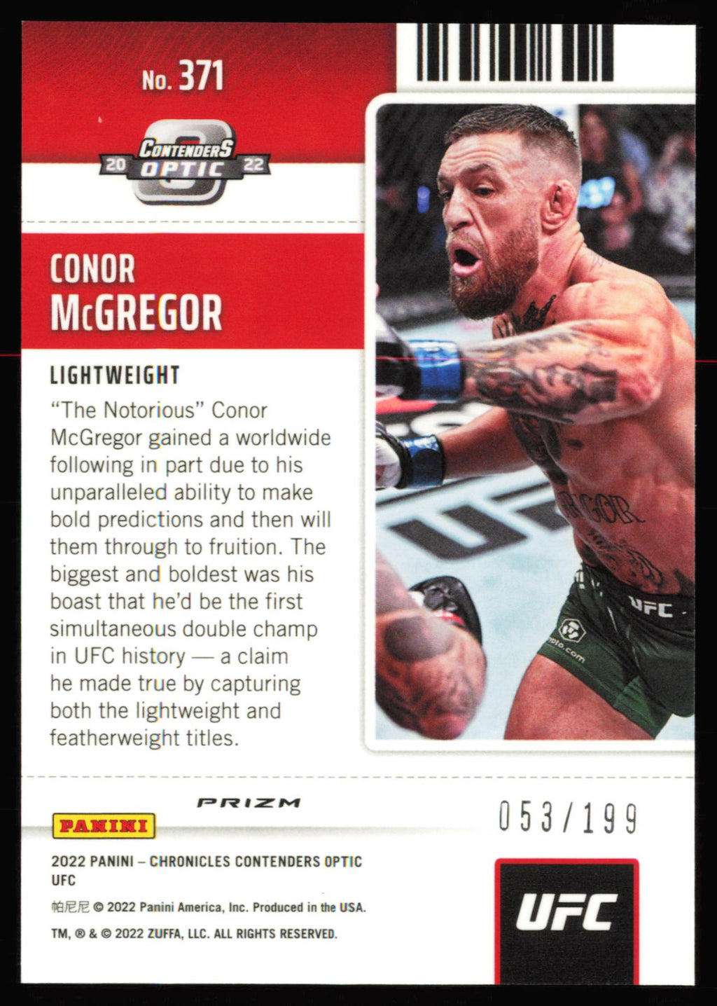 Panini Chronicles UFC Red Conor McGregor 371 /199