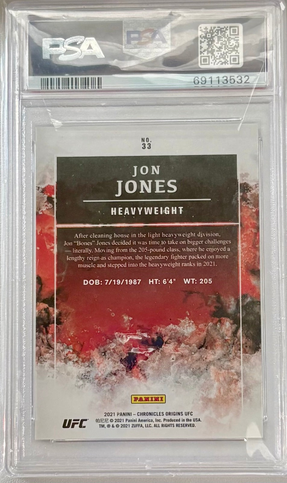 2021 Panini Chronicles UFC PSA 10 Blue Jon Jones 33 /99