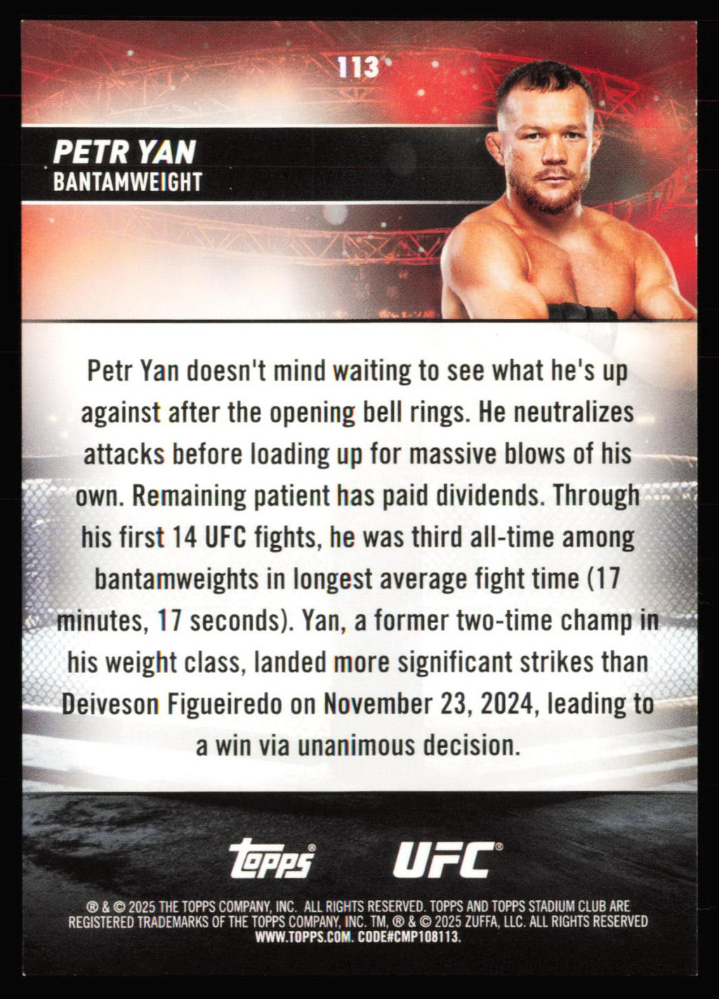 2025 Stadium Club UFC Blue Foil Petr Yan 113 /50