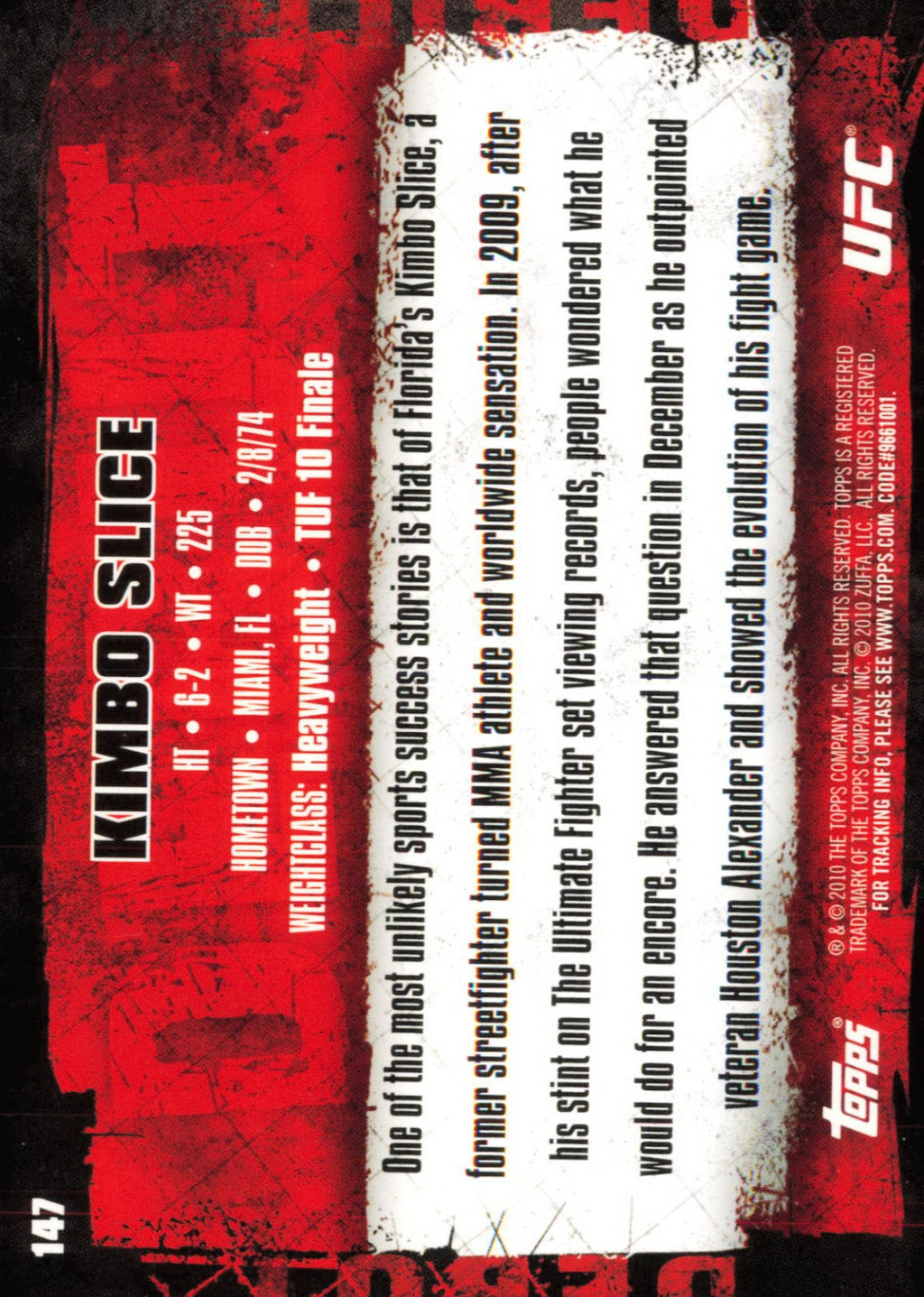 2010 Topps UFC Kimbo Slice 147