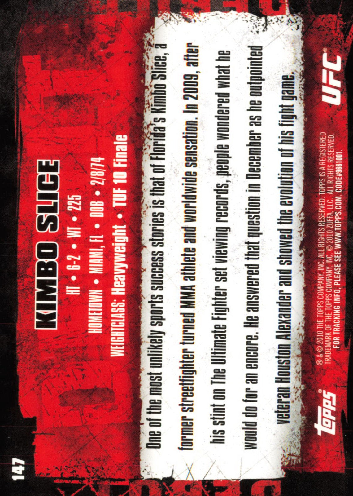2010 Topps UFC Kimbo Slice 147