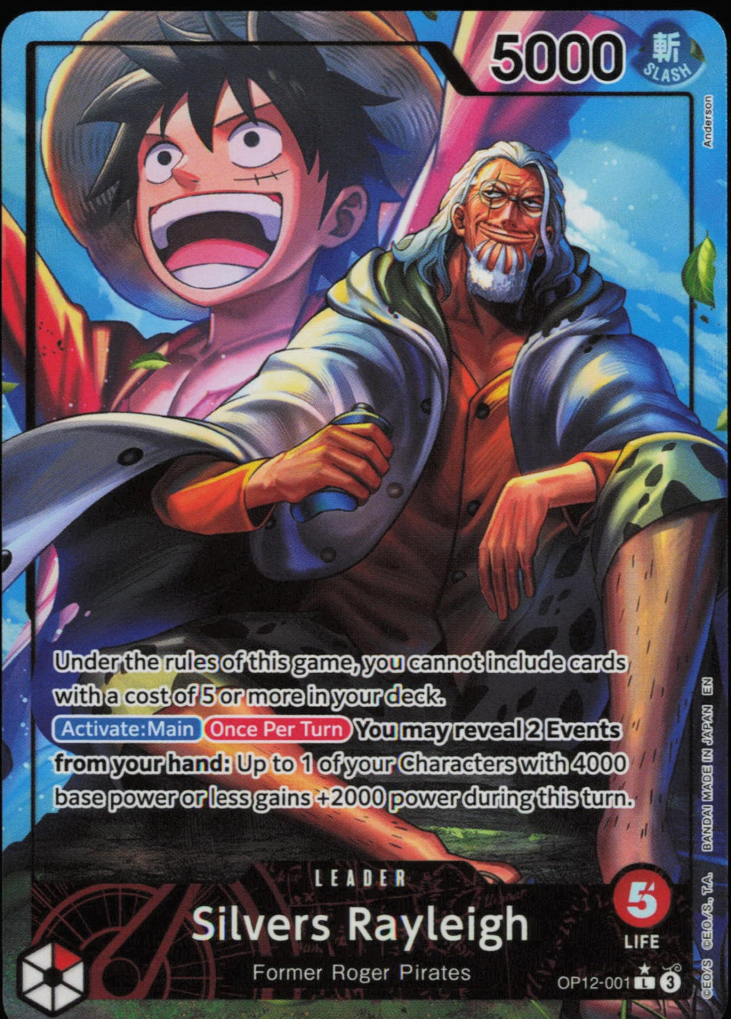 One Piece Silvers Rayleigh (Alternate Art) L OP12-001 NM