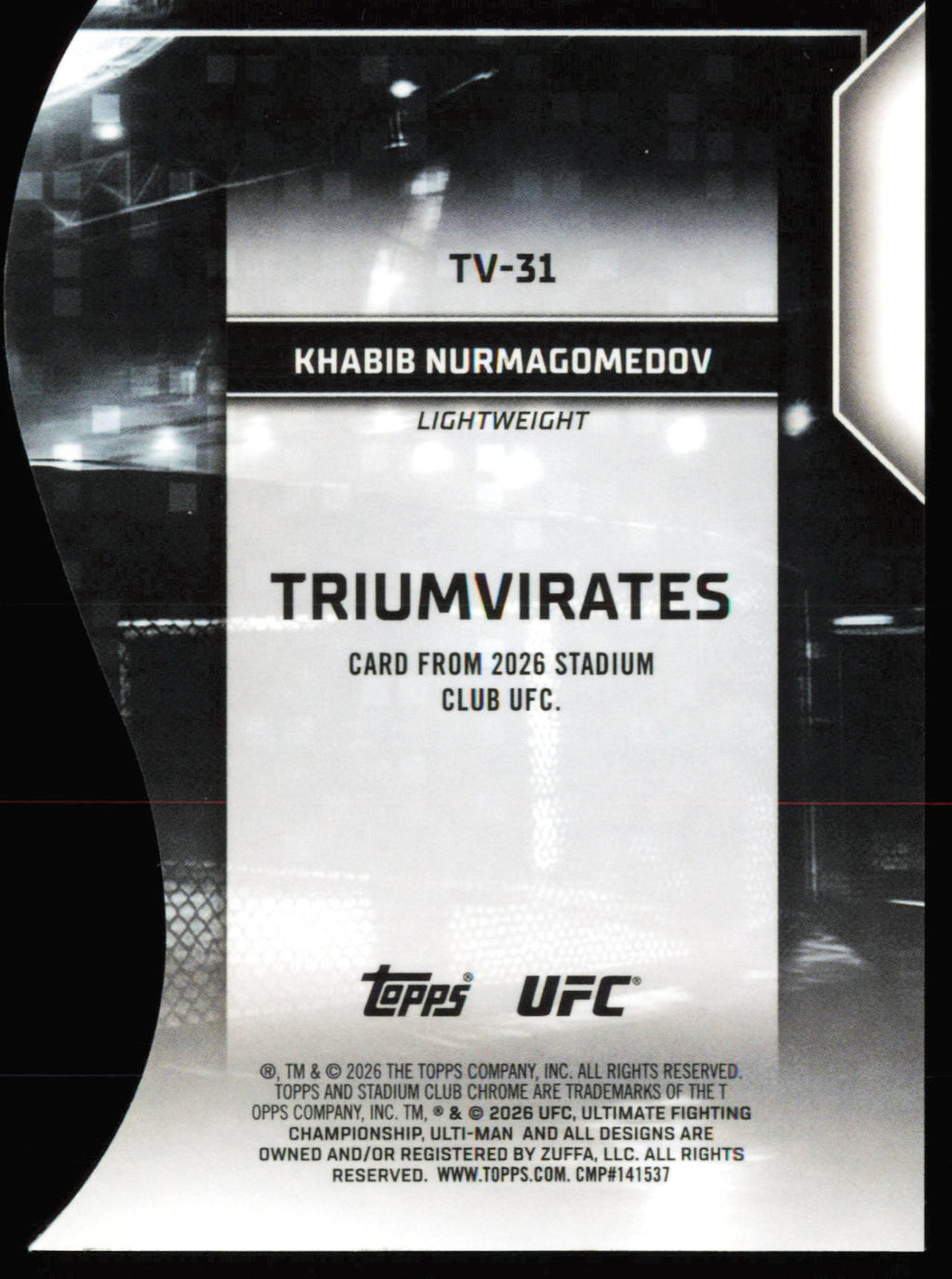 Topps Stadium Club UFC Triumvirates Black Khabib Nurmagomedov TV-31 /99