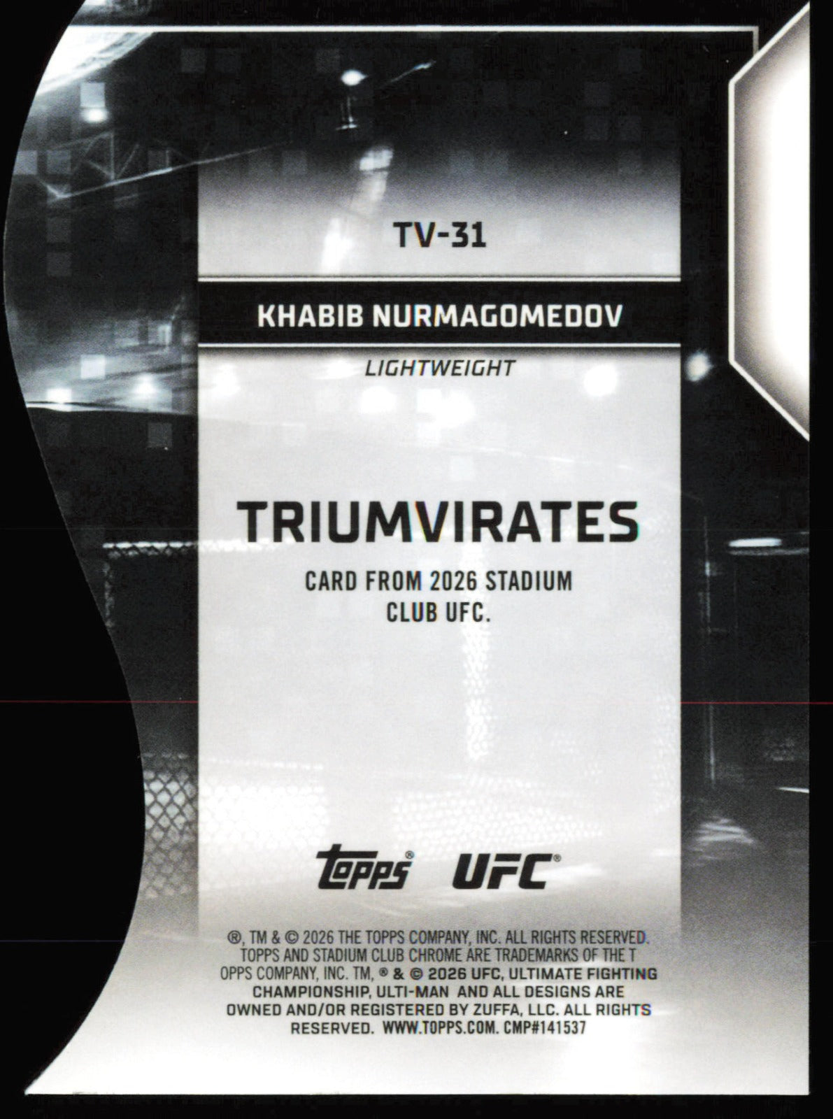 Topps Stadium Club UFC Triumvirates Black Khabib Nurmagomedov TV-31 /99