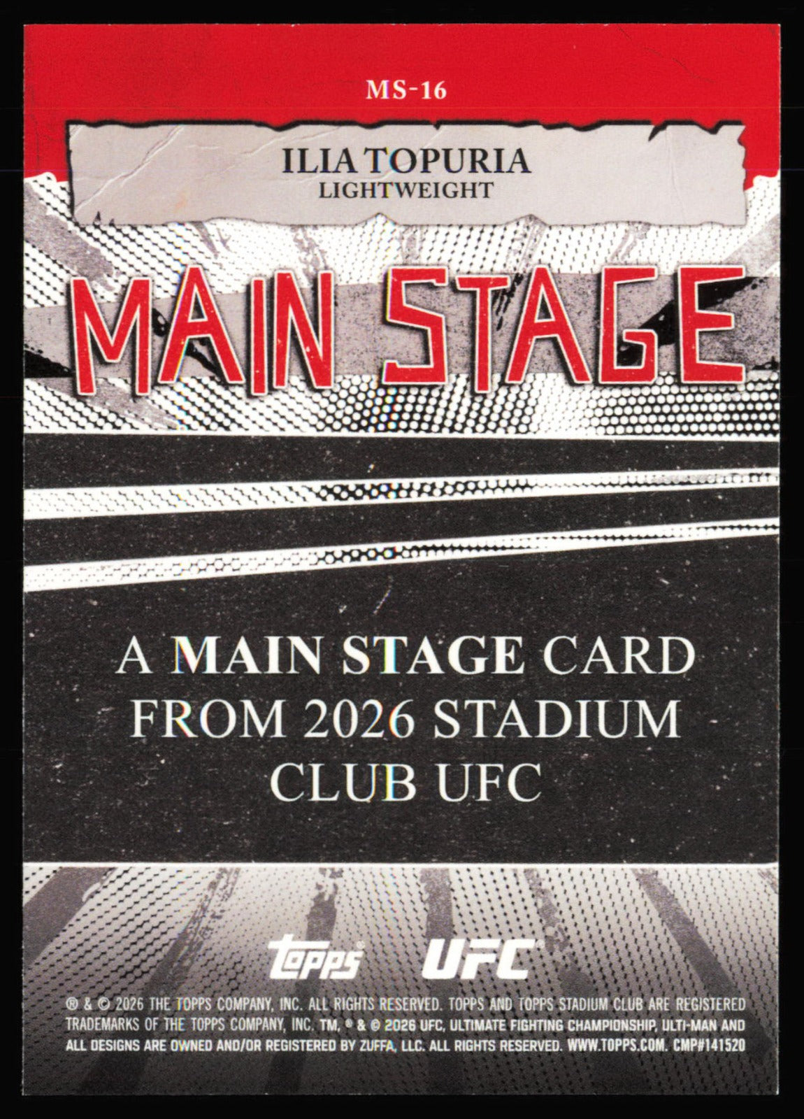 Topps Stadium Club UFC Main Stage Ilia Topuria MS-16