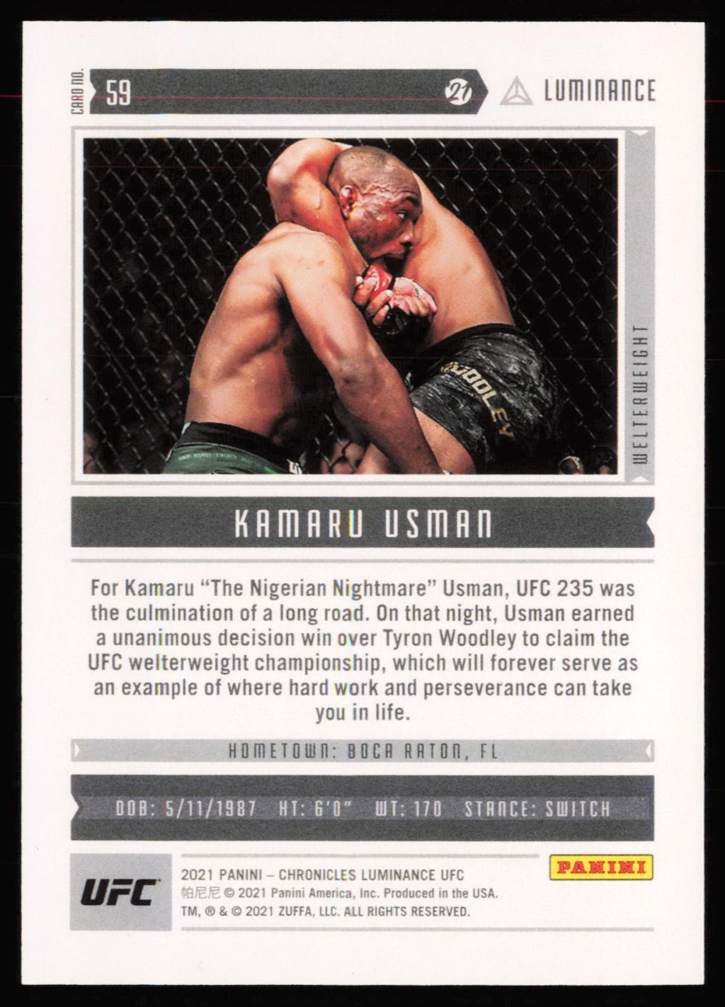 2021 Panini Chronicles UFC Blue Kamaru Usman 59 /99