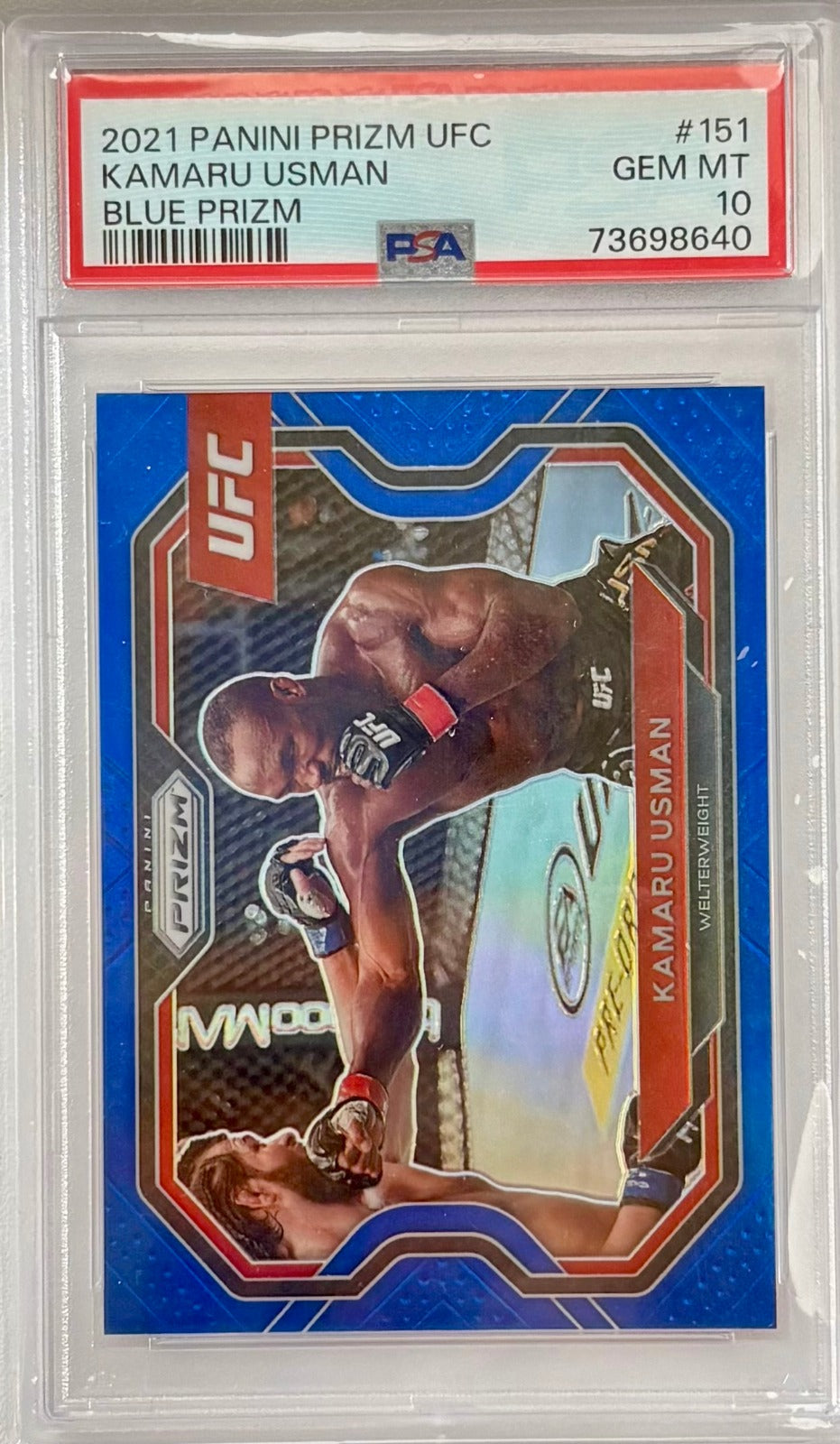 2021 Panini Prizm UFC PSA 10 Blue Prizms Kamaru Usman 151 /199