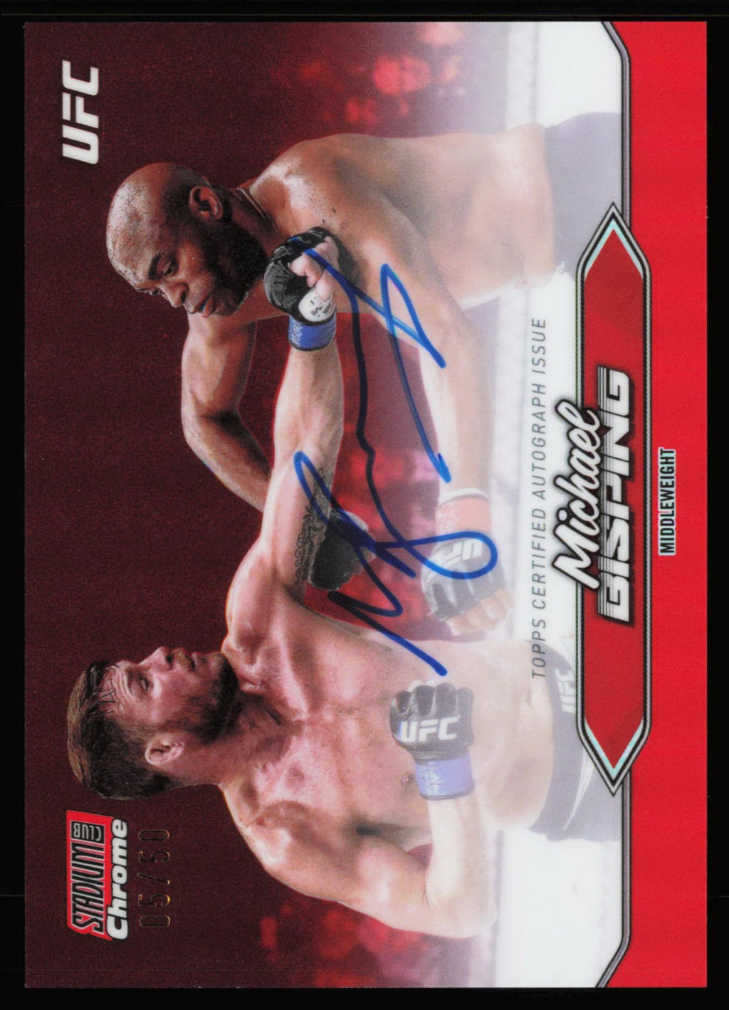 2025 Stadium Club UFC Chrome Autographs Red Michael Bisping Auto CAS-MBG /50