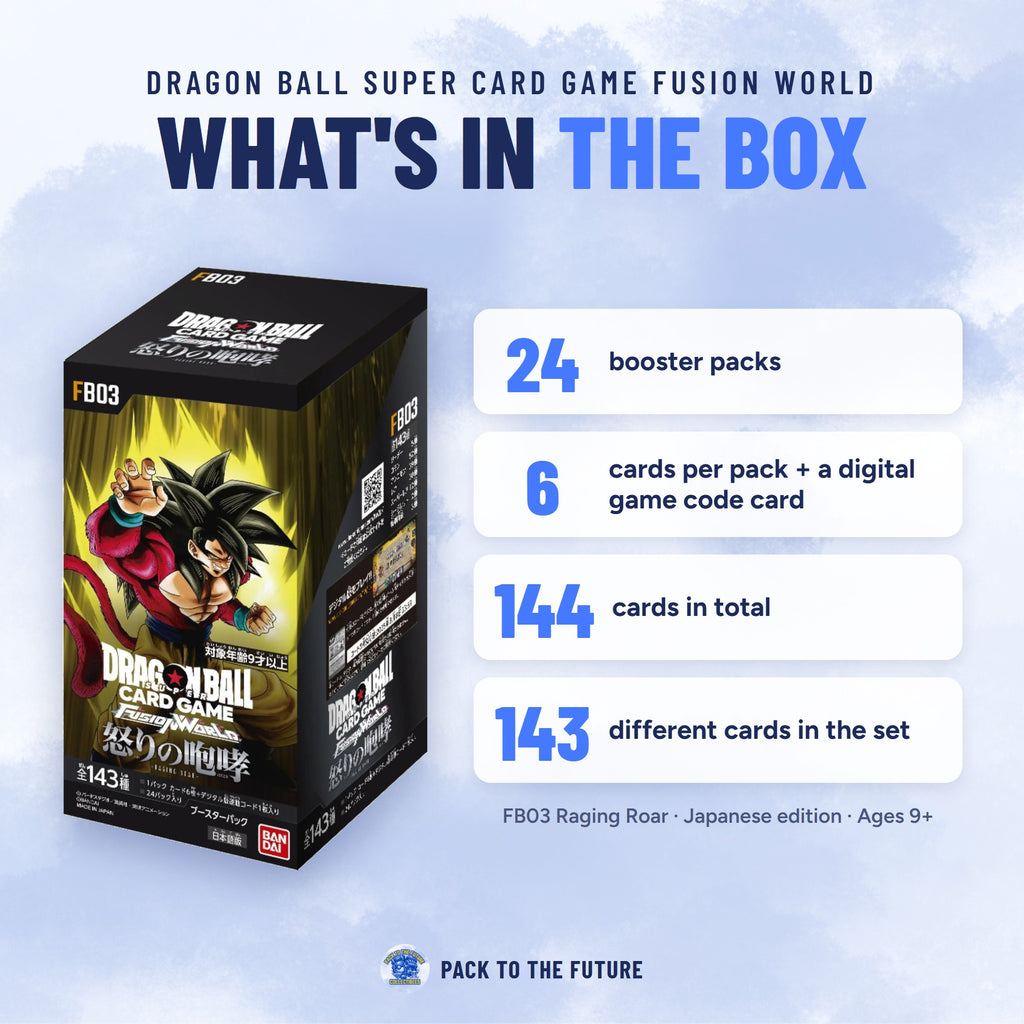 Dragon Ball Super Card Game FB03 Raging Roar Japanese Booster Box - Factory Sealed - what's in the box