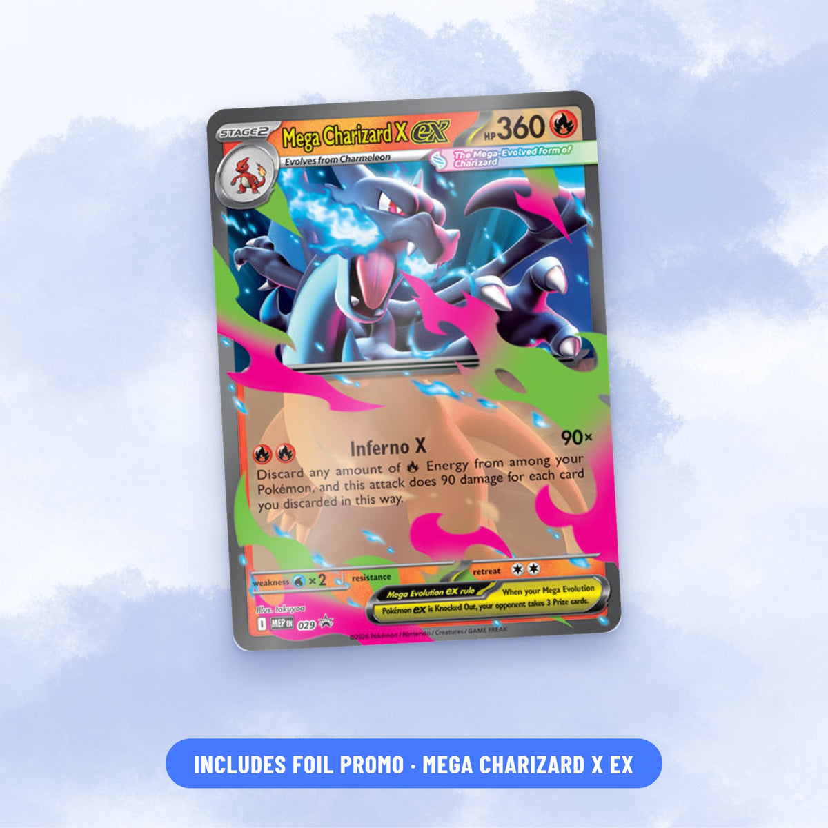 Pokémon TCG Mega Charizard X ex Tin foil promo card