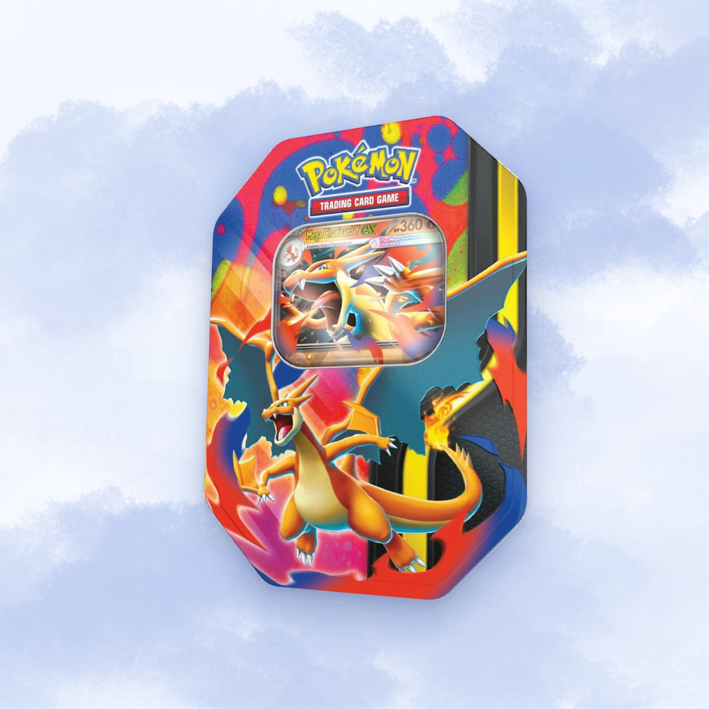 Pokémon TCG Mega Charizard Y ex Tin angled view